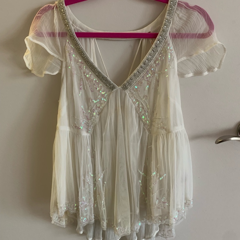Free People XS Beaded short sleeve